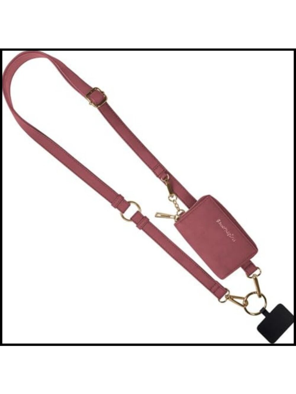 Brushed Vegan Leather Crossbody Phone Lanyard with Detachable Pouch